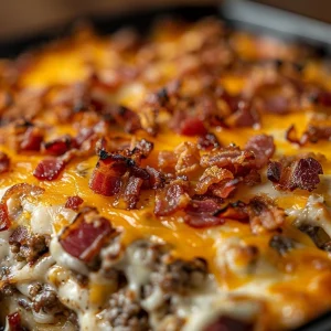 Bacon Cheeseburger Casserole: Gooey, Easy 5 Bacon Cheeseburger Casserole