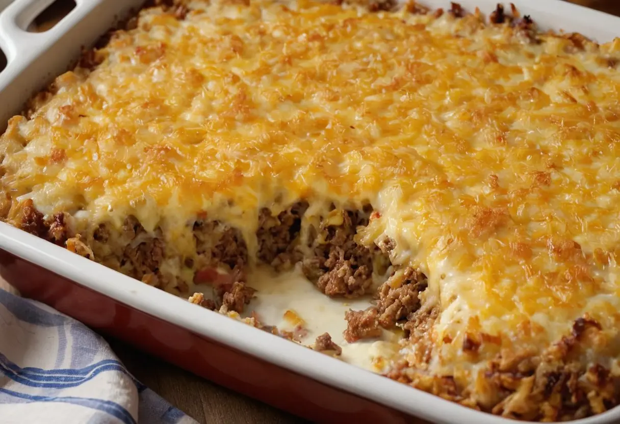 Hamburger Hashbrown Casserole: Crispy, Creamy, Comforting 1 Hamburger Hashbrown Casserole