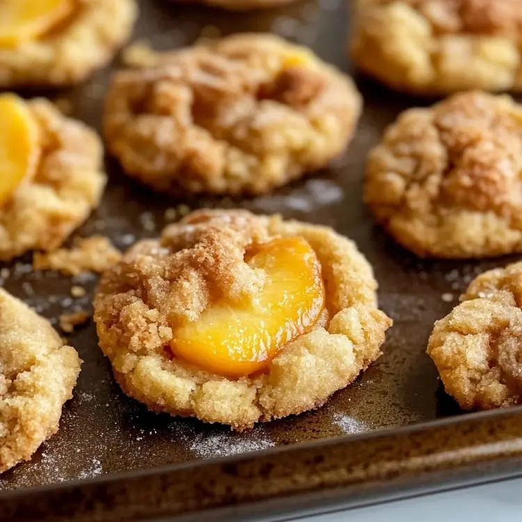 Peach Cobbler Cookies: A Homemade Summer Treat 2 peach cookies on table