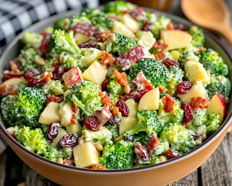Apple Honeycrisp Broccoli Salad Recipe 2 A vibrant bowl of Apple Honeycrisp broccoli salad