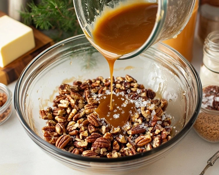 Magical Sea Salted Praline Pecan Clusters 3 salted caramel pecans