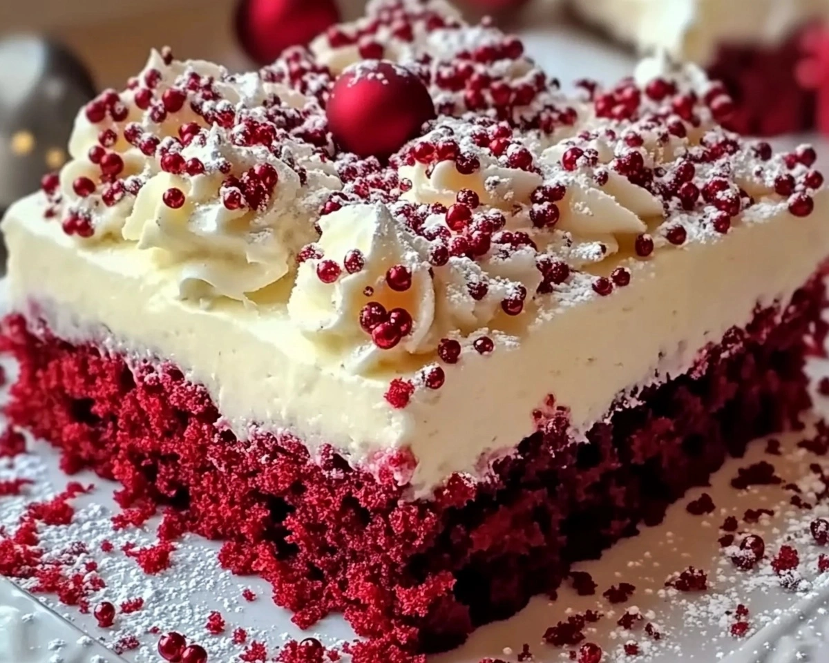 Festive Red Velvet Poke Cake 1 Festive Red Velvet Poke Cake