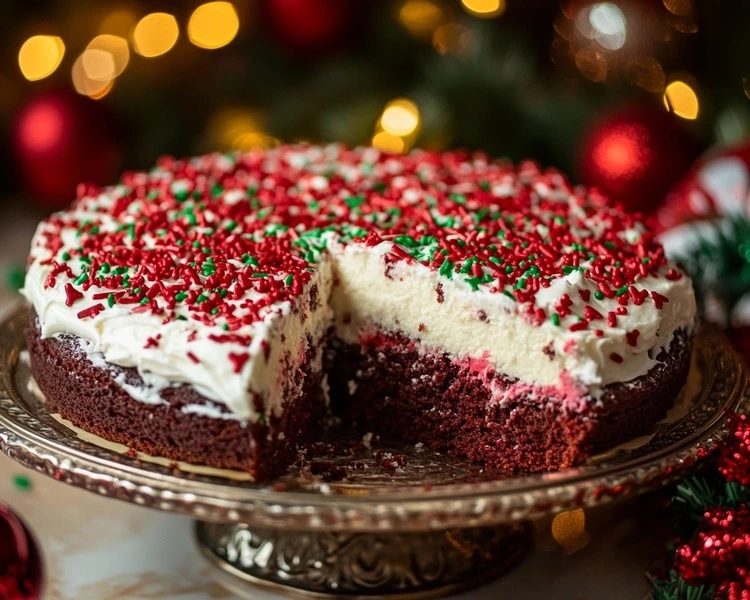 Festive Red Velvet Poke Cake 3 Vegan Red Velvet Cake