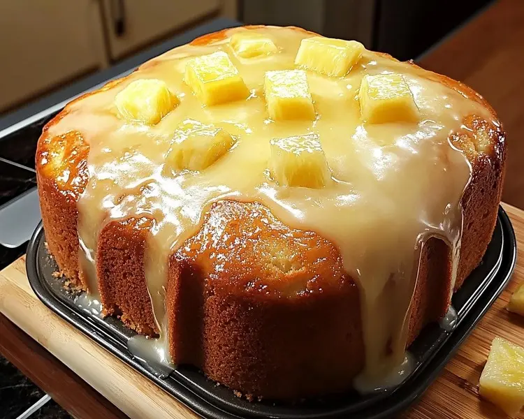 Pineapple Cream Cheese Pound Cake 3 A whole Pineapple Cream Cheese Pound Cake in a bundt shape