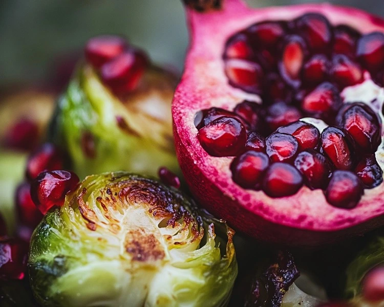 Pomegranate Brussels Sprouts 4 Brussels sprouts with pomegranate