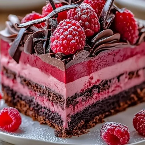 Finished Heavenly Raspberry Chocolate Mousse Cake