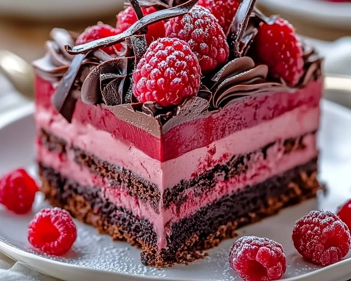 Heavenly Raspberry Chocolate Mousse Cake 1 Finished Heavenly Raspberry Chocolate Mousse Cake