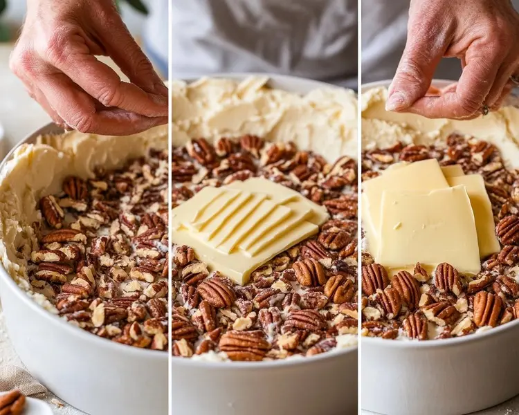 Pecan Dump Cake 3 Step-by-Step Process to bake pecan dessert cake