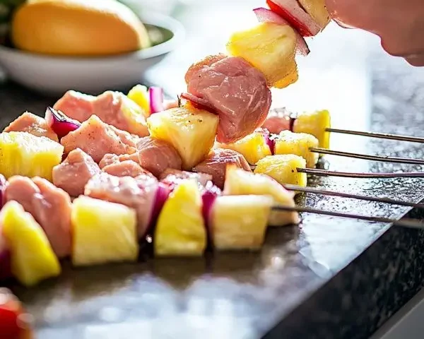 BBQ Pineapple Chicken Kabobs 3 Bbq Chicken And Pineapple preparation
