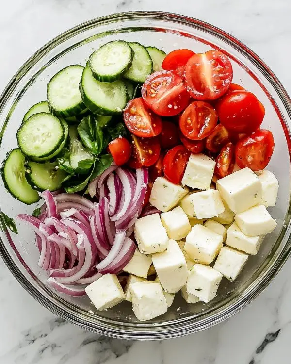 Easy Cucumber Caprese Salad 2 Easy Cucumber Caprese Salad ingredients