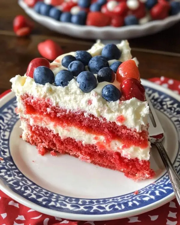 Easy Strawberry Jello Flag Cake 4 Easy Strawberry Jello Flag Cake recipe