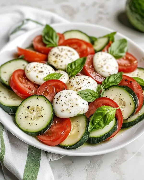 Easy Cucumber Caprese Salad 4 Fresh Cucumber Caprese Salad recipe