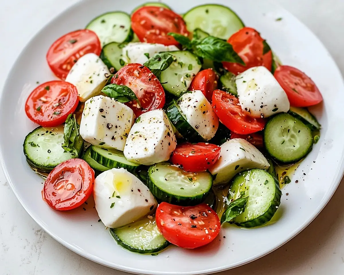 Easy Cucumber Caprese Salad 1 Fresh Cucumber Caprese Salad