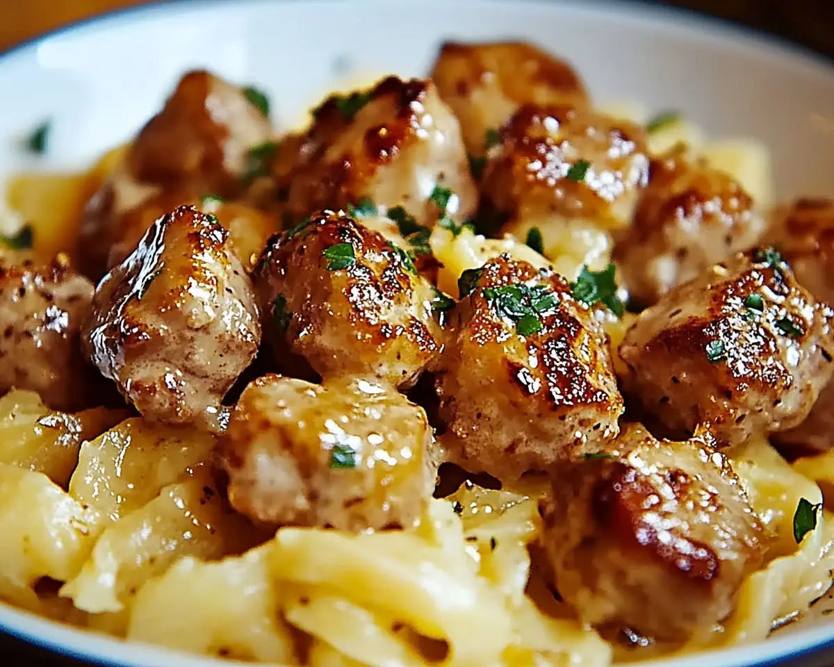 Garlic Butter Chicken Bites with Creamy Pasta