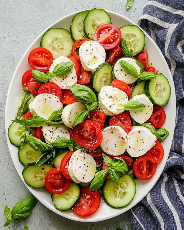 Easy Cucumber Caprese Salad 3 Healthy Caprese Salad