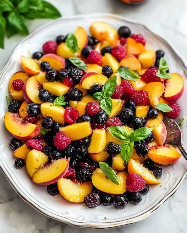 Honey Lime Basil Peach Fruit Salad Recipe 4 Honey Lime Basil Peach Fruit Salad recipe