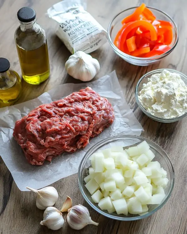 Low Carb Philly Cheesesteak Casserole 2 Ingredients for healthy dinner recipes