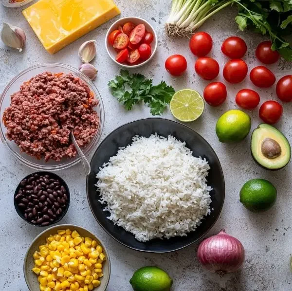 Taco Rice Bowl 2 ingredients for Taco Rice Bowl recipe
