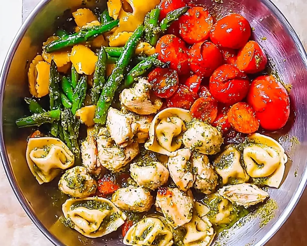 Pesto Chicken Tortellini and Veggies