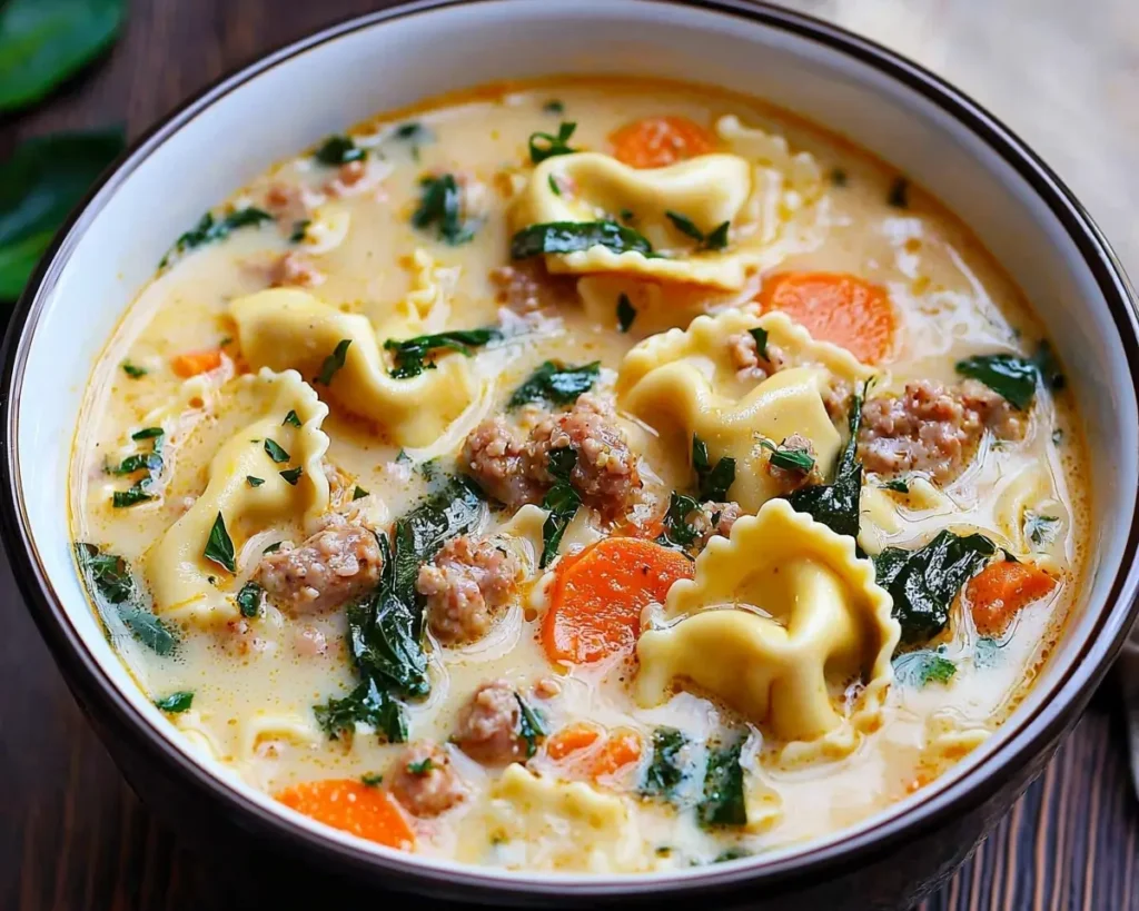Sausage Tortellini Soup with Spinach