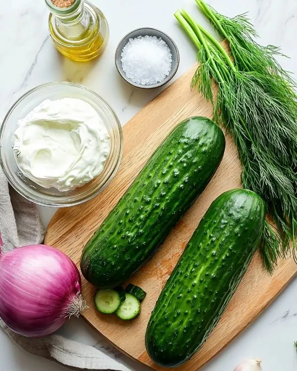 Creamy Cucumber Salad 2 The best ingredients for Healthy Cucumber Salad