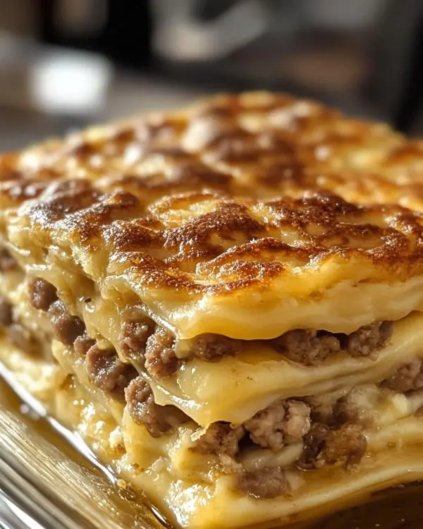 Pancake Sausage Casserole 2 fluffy pancakes and savory sausage