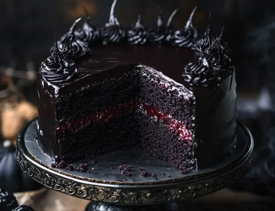 Black Velvet Halloween Cake