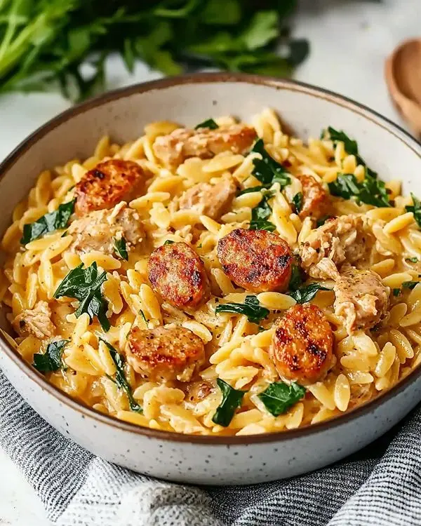 Creamy Chicken Sausage Orzo 4 Chicken Sausage Orzo Pasta