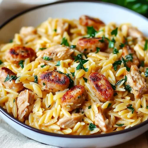 Creamy Chicken Sausage Orzo 5 Creamy Chicken Sausage Orzo