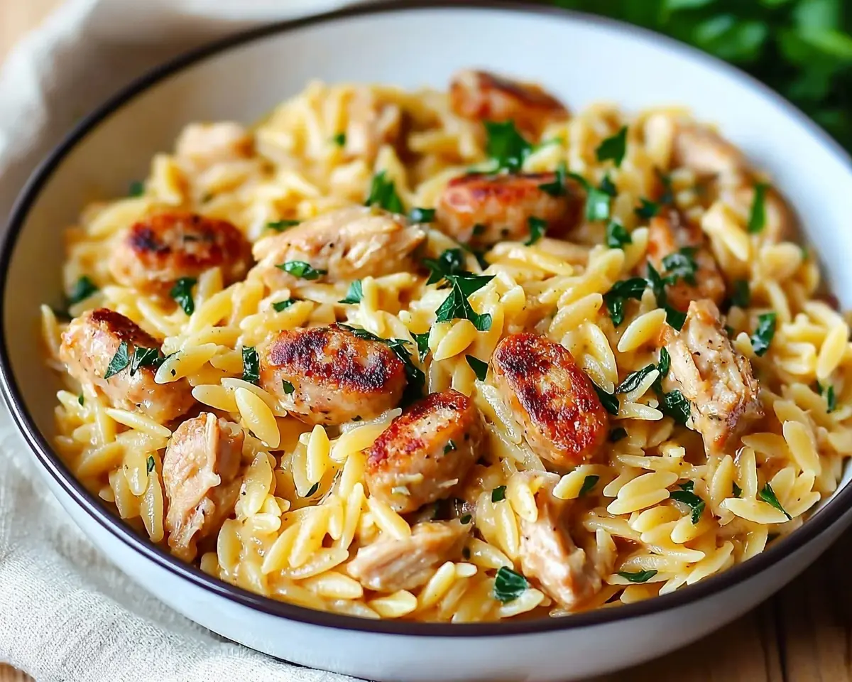 Creamy Chicken Sausage Orzo