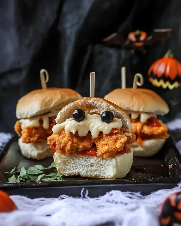 Halloween Chicken Parm Sliders 4 Halloween Chicken Parm Sliders recipe