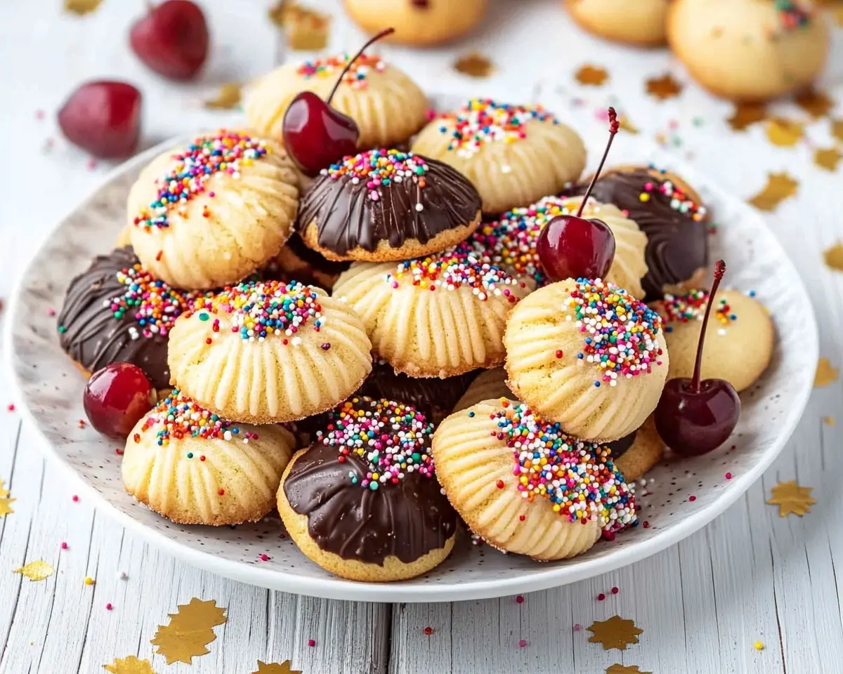 Italian Butter Cookies with Sprinkles and Cranberries