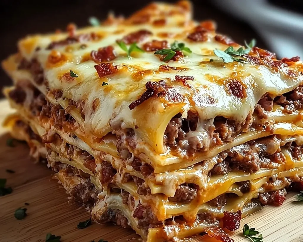 Parmesan Garlic Bacon Cheeseburger Lasagna 4 Parmesan Garlic Bacon Cheeseburger Lasagna