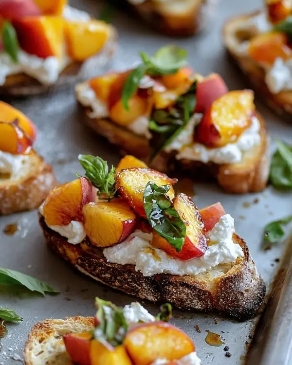 Peach Bruschetta With Whipped Ricotta 4 Peach Bruschetta With Whipped Ricotta recipe