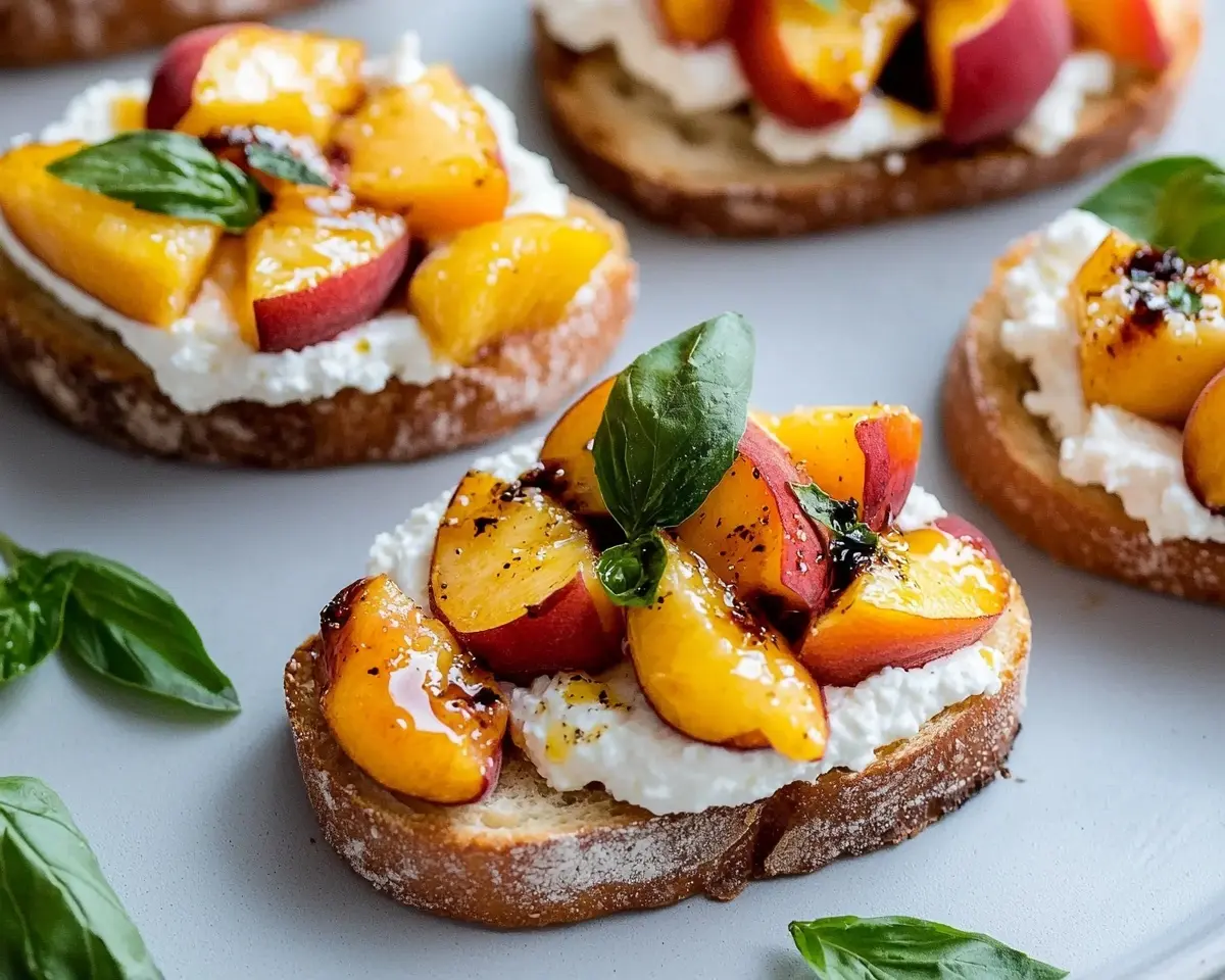 Peach Bruschetta With Whipped Ricotta