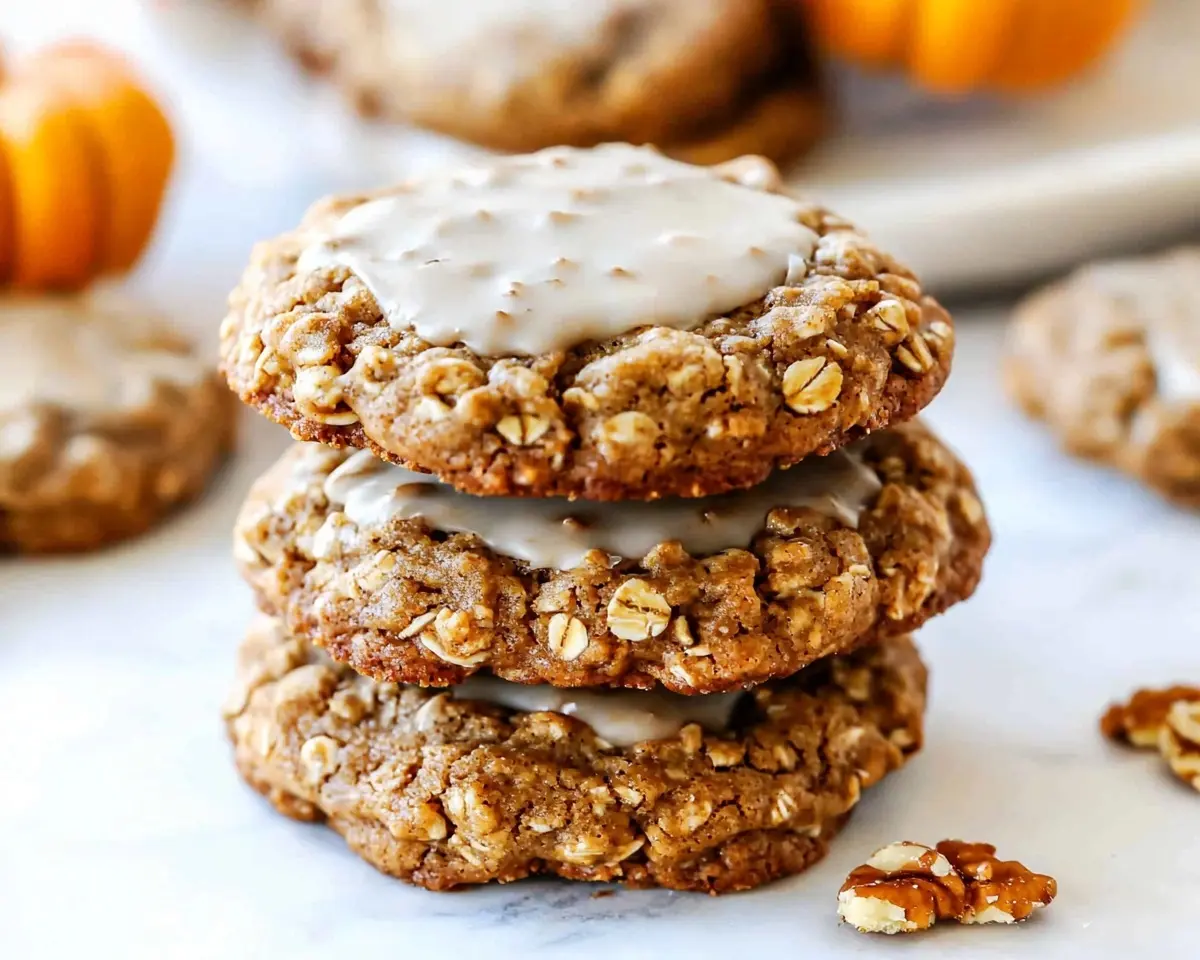 Pumpkin Oatmeal Cookies with Spiced Cream Cheese Icing