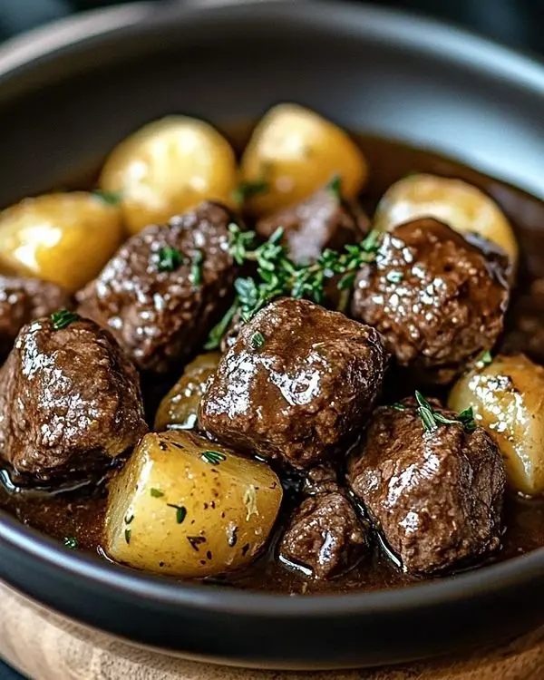 Slow Cooker Garlic Butter Beef Bites & Potatoes 4 Slow Cooker Garlic Butter Beef Bites & Potatoes recipe