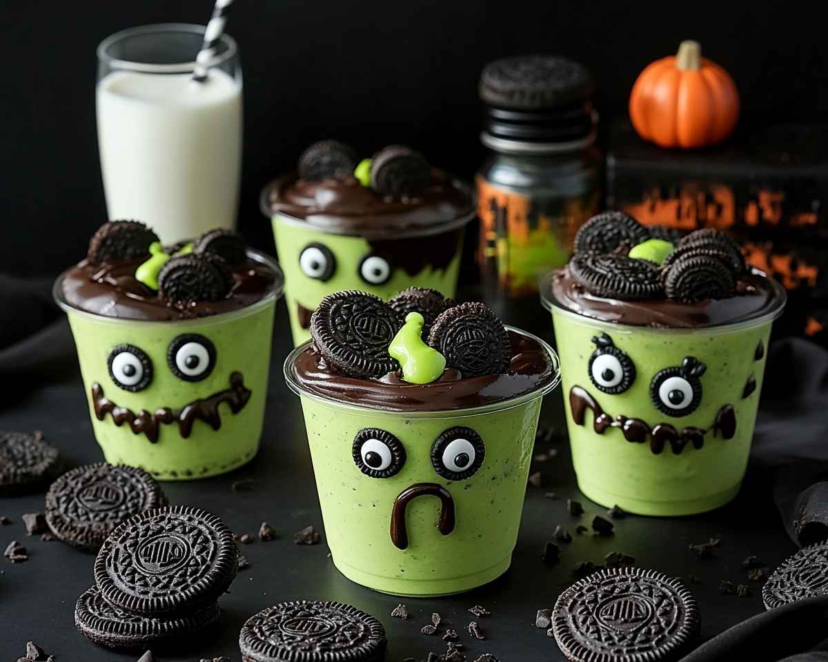 Spooky Frankenstein Pudding Cups