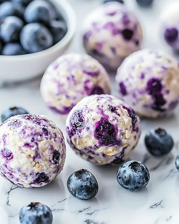 Blueberry Cheesecake Protein Bites 3 Blueberry Protein no-bake bites