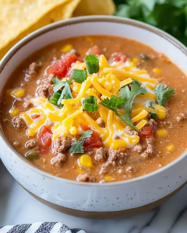 Creamy Cheesy Ground Beef Taco Soup Recipe 4 Creamy Cheesy Ground Beef Taco Soup