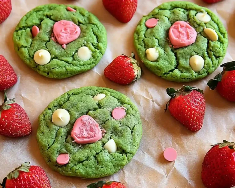 Double Strawberry Chocolate Matcha Cookies