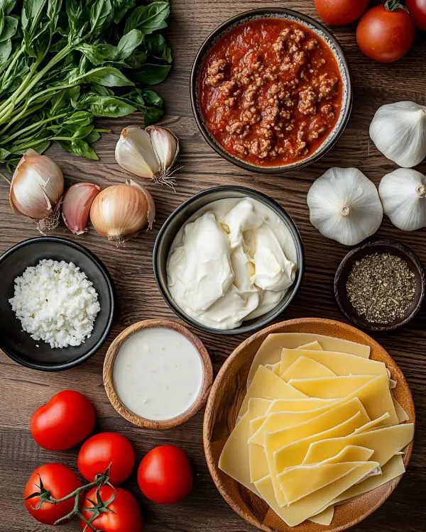 Quick Lasagna Soup No Ricotta 2 Main ingredienrs for No Ricotta