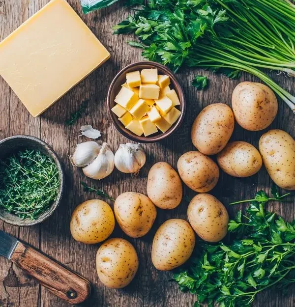Ultimate Cheddar Garlic Herb Potato Soup 2 Main ingredients for Cheddar Garlic Herb Potato Soup