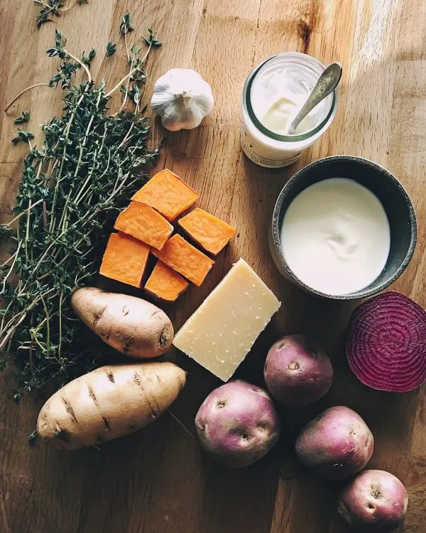 Cheesy Root Vegetable Gratin 2 Main ingredients for Cheesy Root Vegetable Gratin
