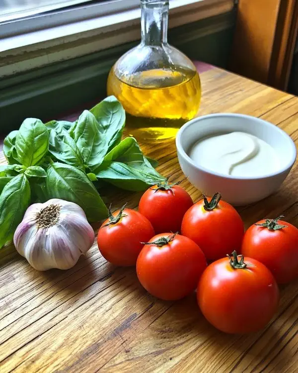Creamy Roasted Garlic Tomato Soup 3 Main ingredients for Creamy Roasted Garlic Tomato Soup