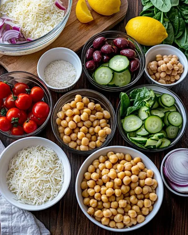 Mediterranean Orzo Pasta Salad 2 Main ingredients for Mediterranean Orzo Pasta Salad