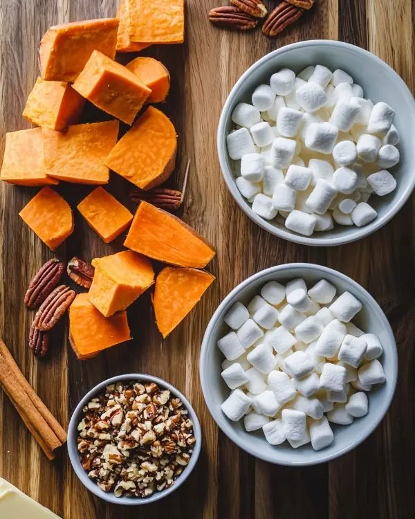 Sweet Potato Casserole with Marshmallows 2 Main ingredients for Sweet Potato Casserole with Marshmallows