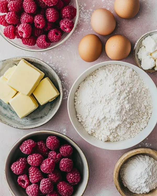White Chocolate Raspberry Dream Cake 2 Main ingredients for White Chocolate Raspberry Dream Cake