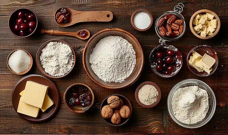 Cherry Snowball Cookies 4 Main ingredients for sweet Cherry Snowball Cookies