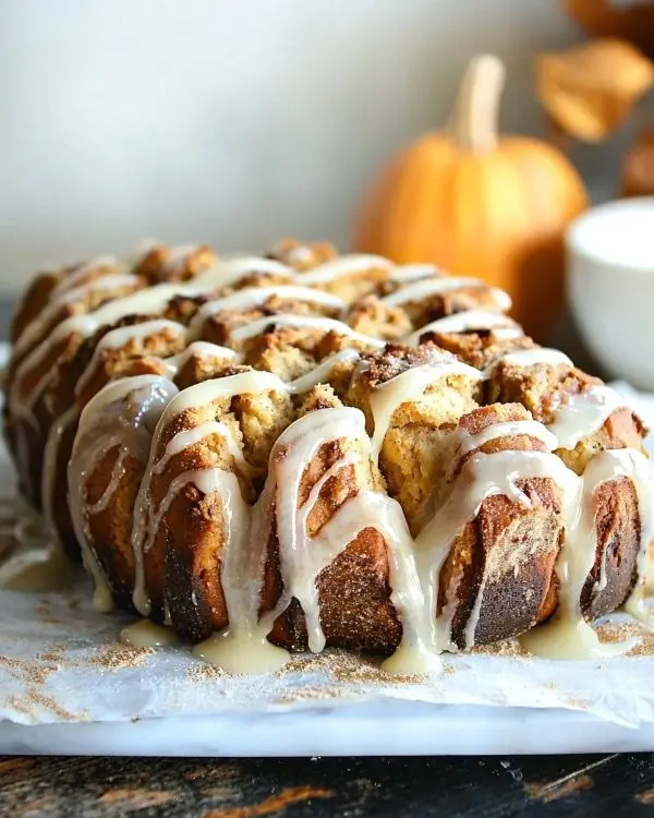 Pumpkin Cinnamon Pull Apart Bread with Maple Glaze 2 Pull Apart Bread Pumpkin Cinnamon